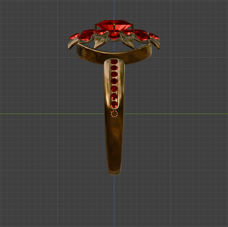 Modélisation 3D — Bague Fleur vue CAD